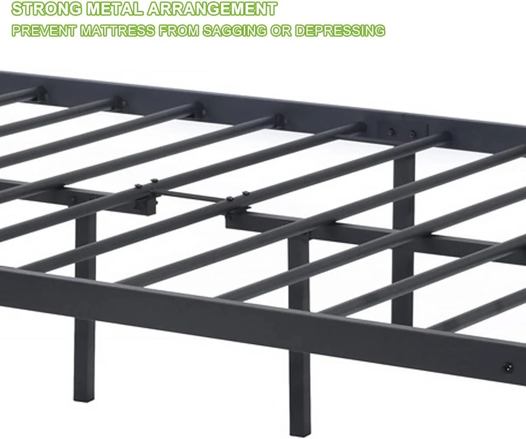 Queen Size Metal Platform Bed Frame with Headboard D93964