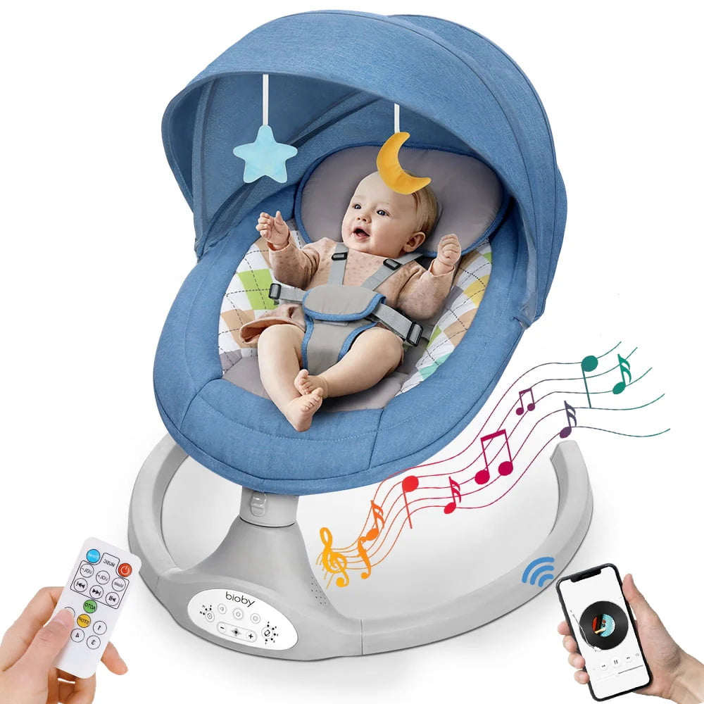 Electric Baby Swing with Remote Control, 5 Swing Speeds, Grey D794