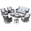 8 Pieces Wicker Patio Sectional with Swivel Chairs and Sofa K749152