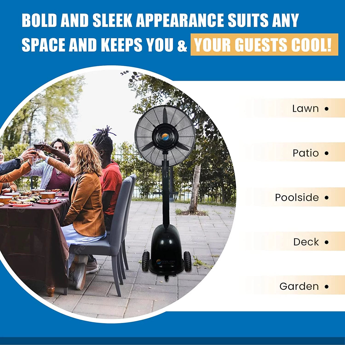 Oscillating Misting Pedestal Fan, 3 Cooling Speeds, 12 Gallon Tank, 26 inch, Black H534486