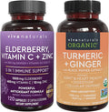 Organic Turmeric Curcumin Supplement with Black Pepper and Ginger and Elderberry, Vitamin C, Zinc and Vitamin D3 5000 IU E863293