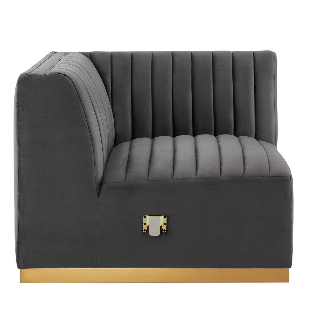 Gold Gray Performance Velvet Left Corner Chair V111