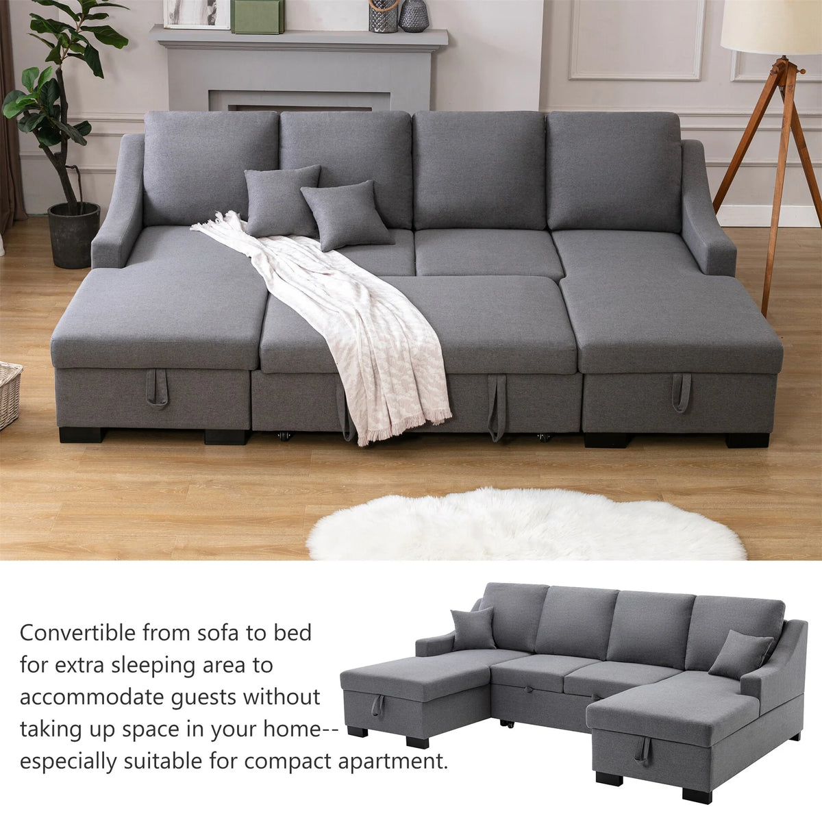 Upholstery Sleeper Sofa with Double Storage Spaces S203670