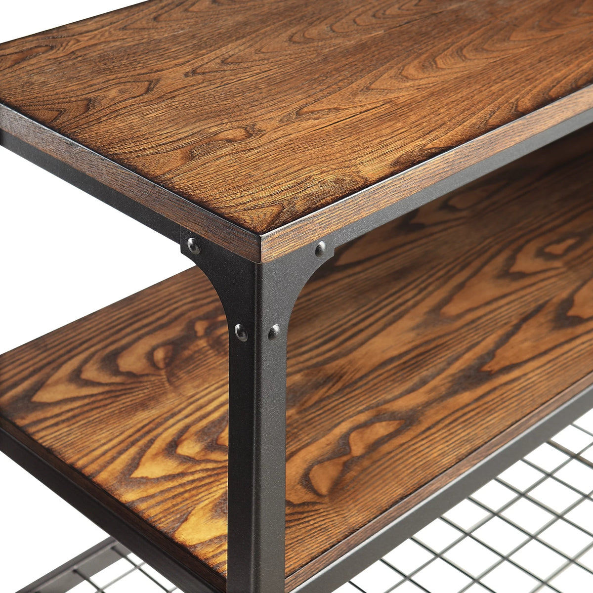 Industrial Wood and Metal Console Table with Wheels K405558