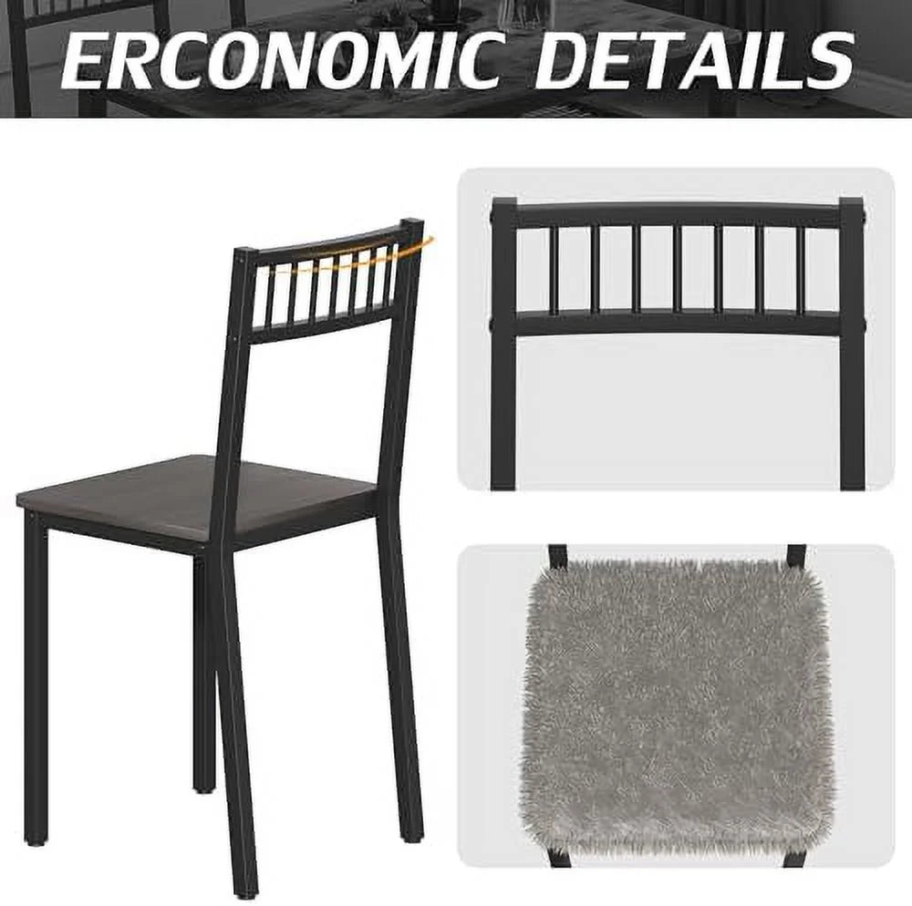 Dining Table Set for 4 with 2 Chairs 1 Bench Rustic Brown M203