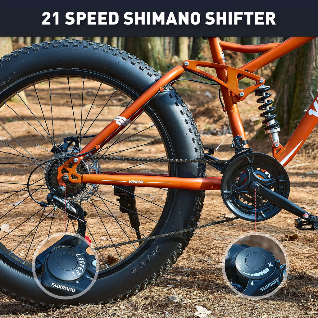 26 Mountain Bike 21 Speed Full Suspension Fat Tire Orange W928797