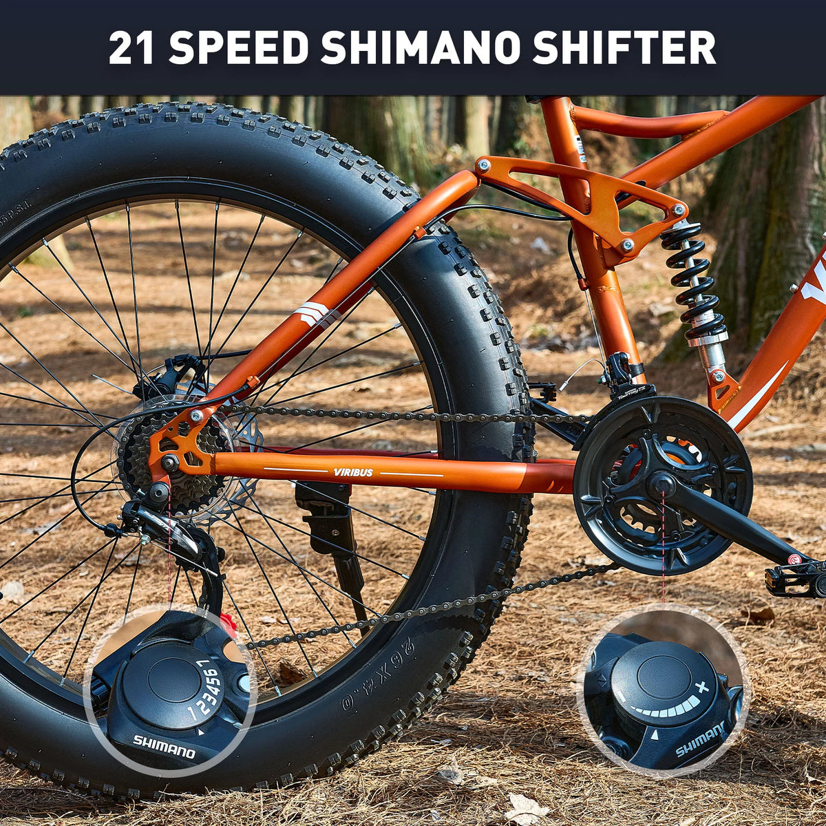 26 Mountain Bike 21 Speed Full Suspension Fat Tire Orange W928797