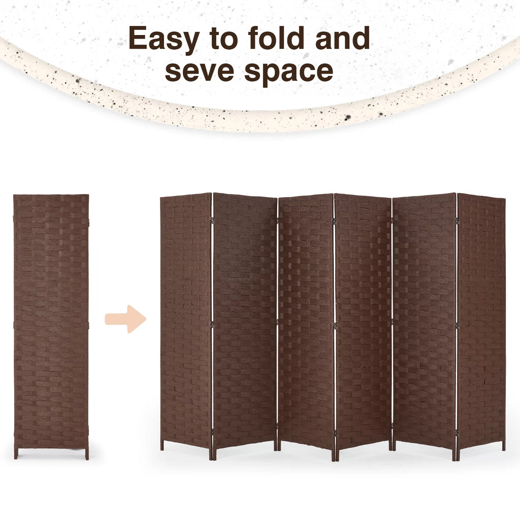 6 Panel 6 FT Tall Weave Fiber Folding Room Divider L537