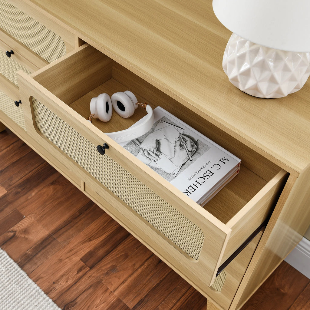 6 Drawer Rattan Dresser T112