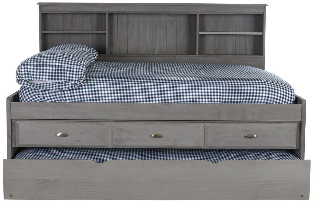 Charcoal Gray Solid Pine Full Daybed with Three Drawers and Twin Trundle L173903