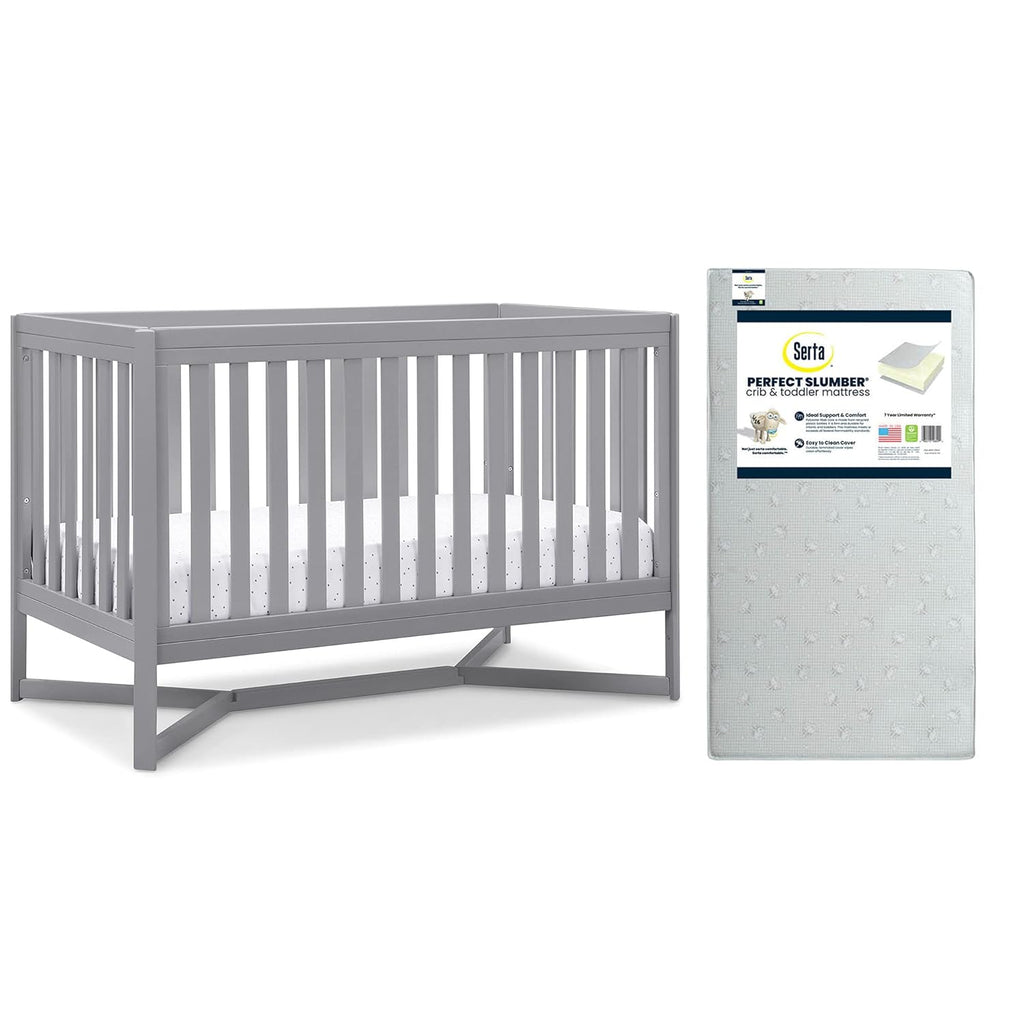 4-in-1 Convertible Crib and Dual Sided Crib & Toddler Mattress F47827