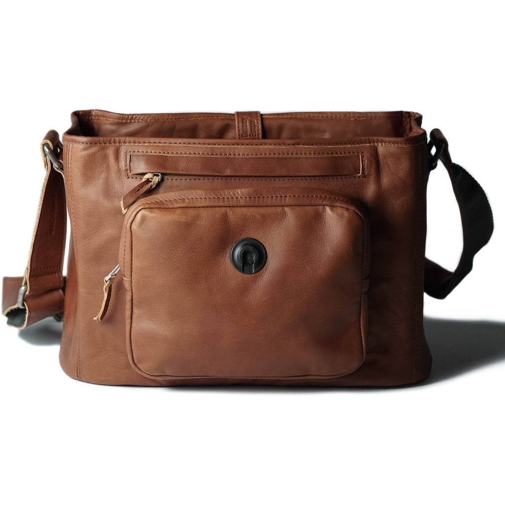 Medium Light Brown Leather Camera Bag B1859