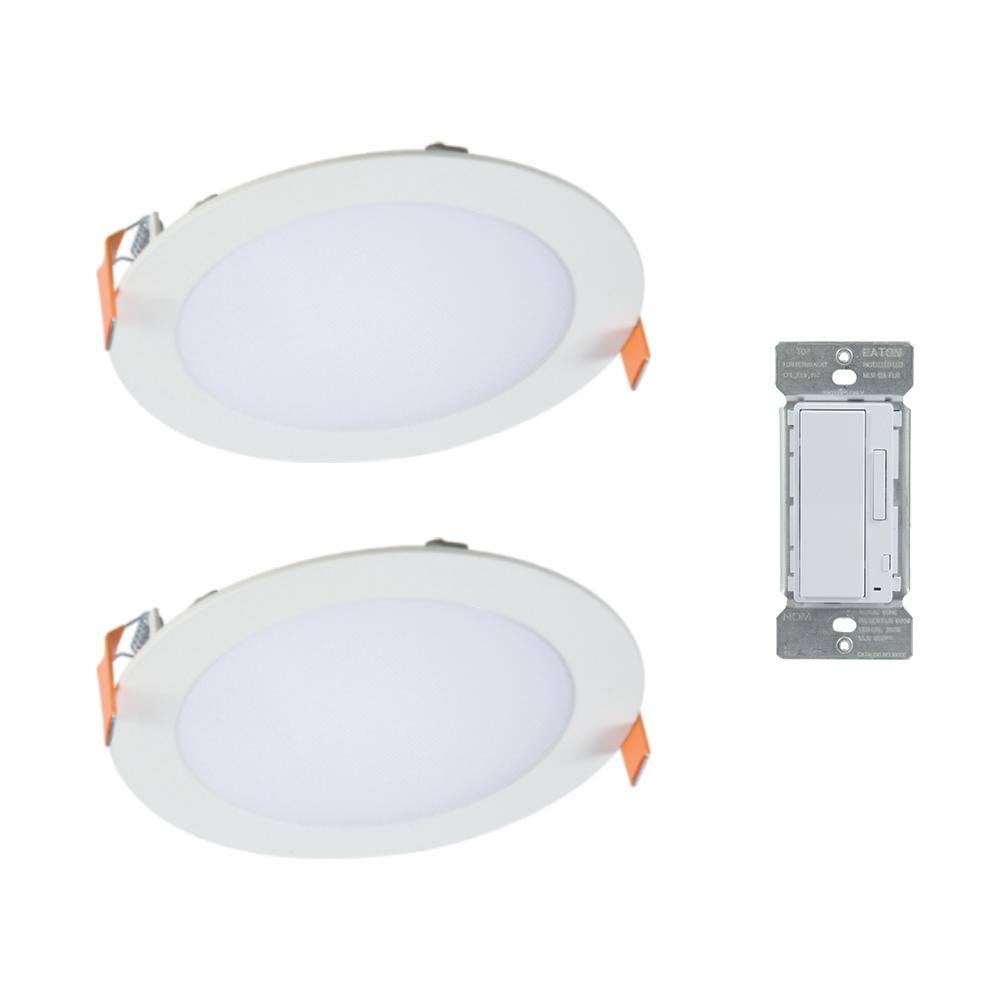 6 in. Color Selectable Canless Recessed LED Kit 2-Pack with Smart Dimmer Z3098