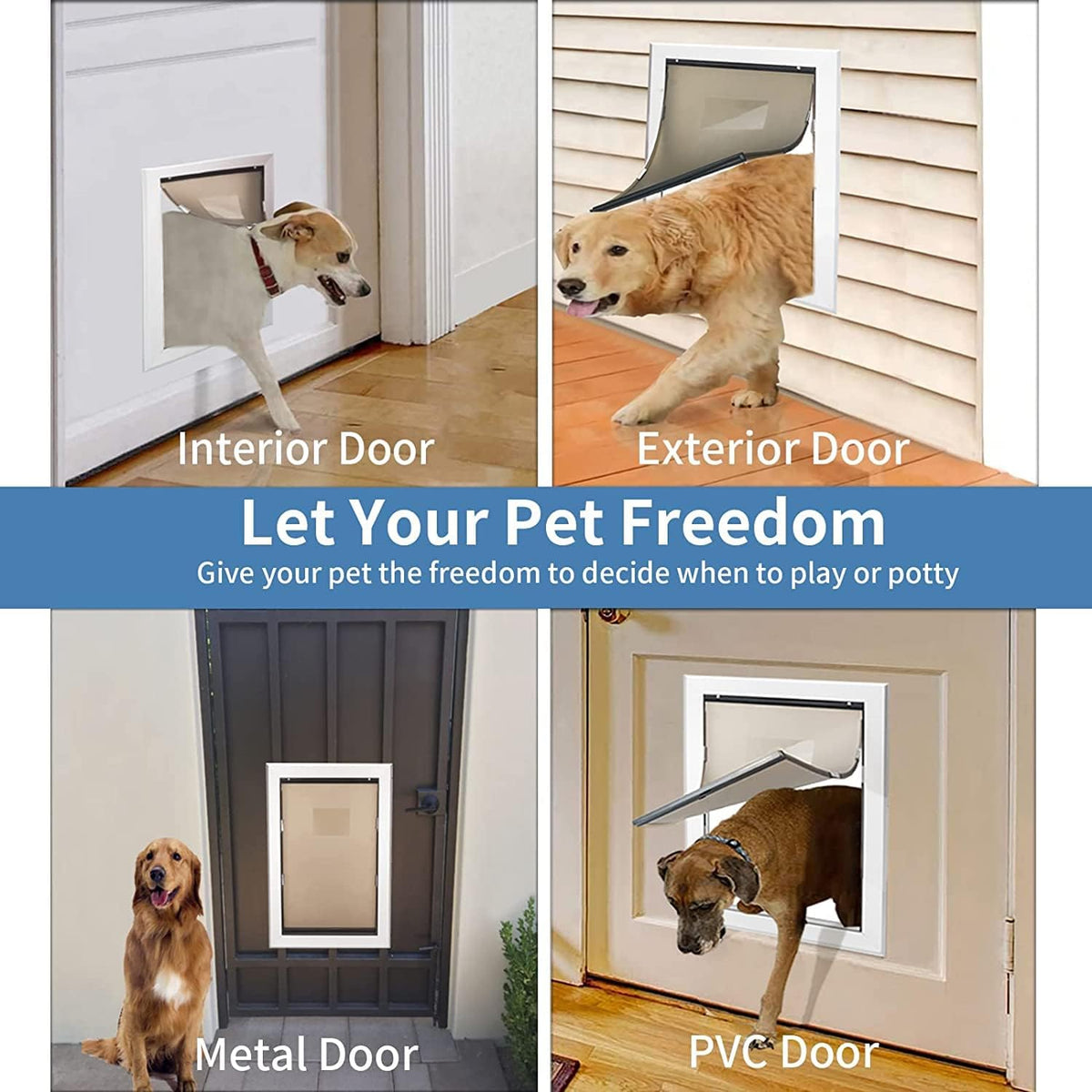 Large Dog Door with Magnetic Double Flaps and Aluminum Frame P898409