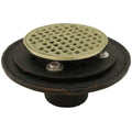 2x22 No Hub Shower/Floor Drain with Polished Brass Round Strainer Q359