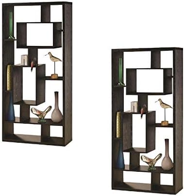Black Asymmetrical Cube Bookcase Set of 2 O569
