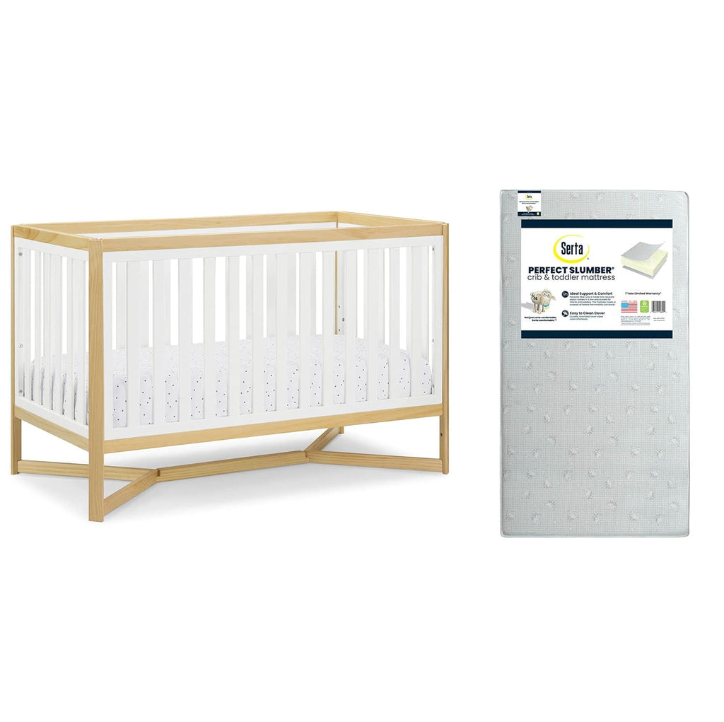 4-in-1 Convertible Crib and Dual Sided Crib & Toddler Mattress F47827