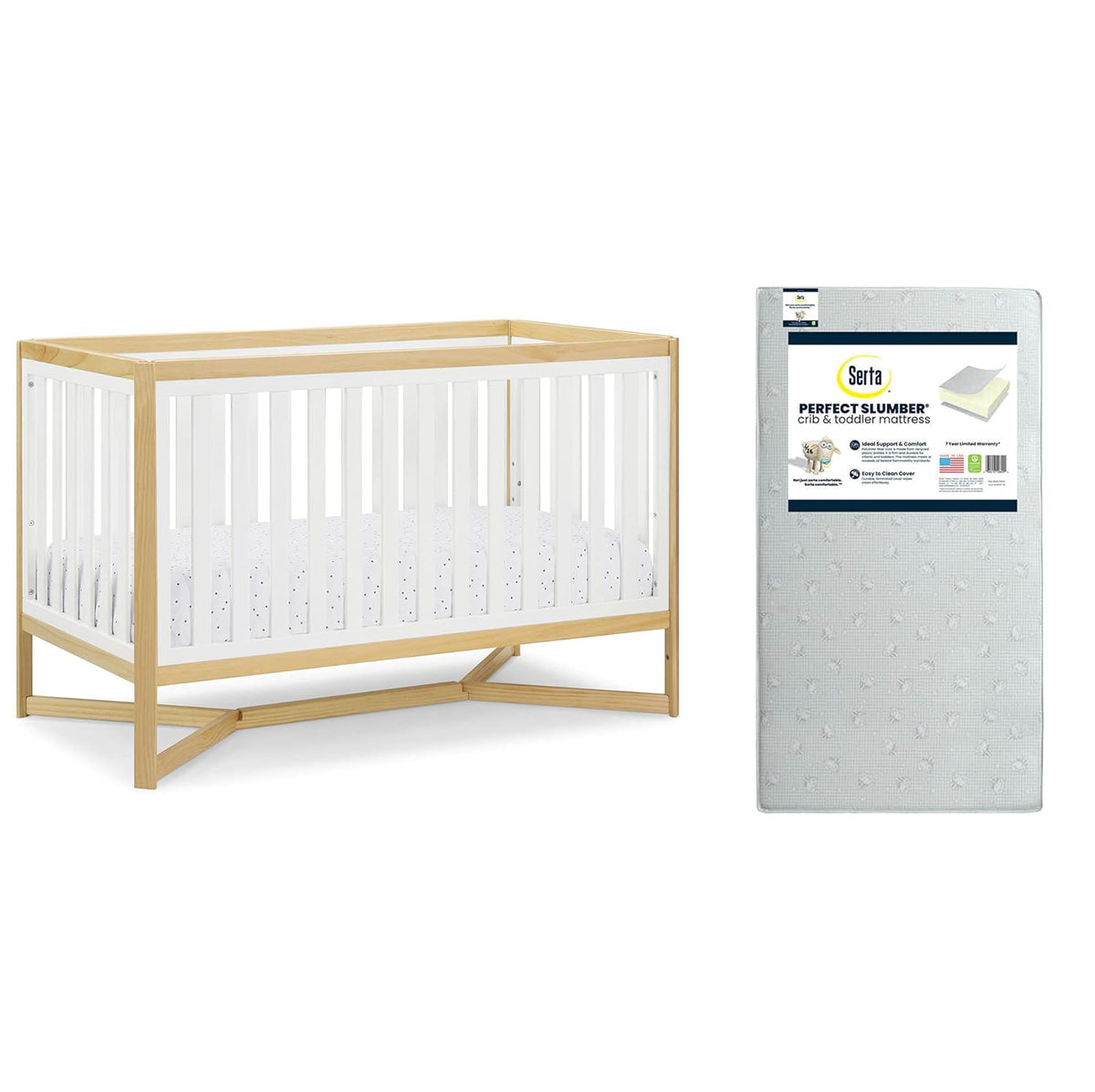 4-in-1 Convertible Crib and Dual Sided Crib & Toddler Mattress F47827