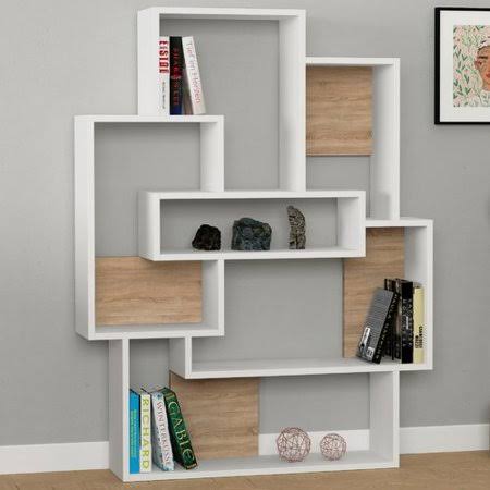 White Modern Geometric Bookcase Z814