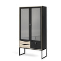 Black 2 Glass Door Cabinet with 3 Drawers H147697