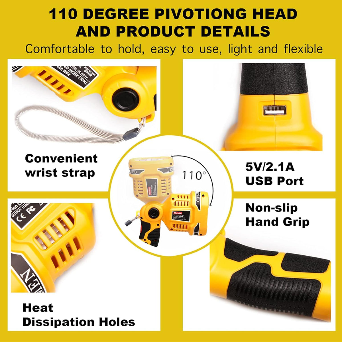 20V Max LED Work Light with USB Port Pack of 2 U845