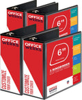 4 Pack 6 Inch D Ring Binder with Pockets Black U87820