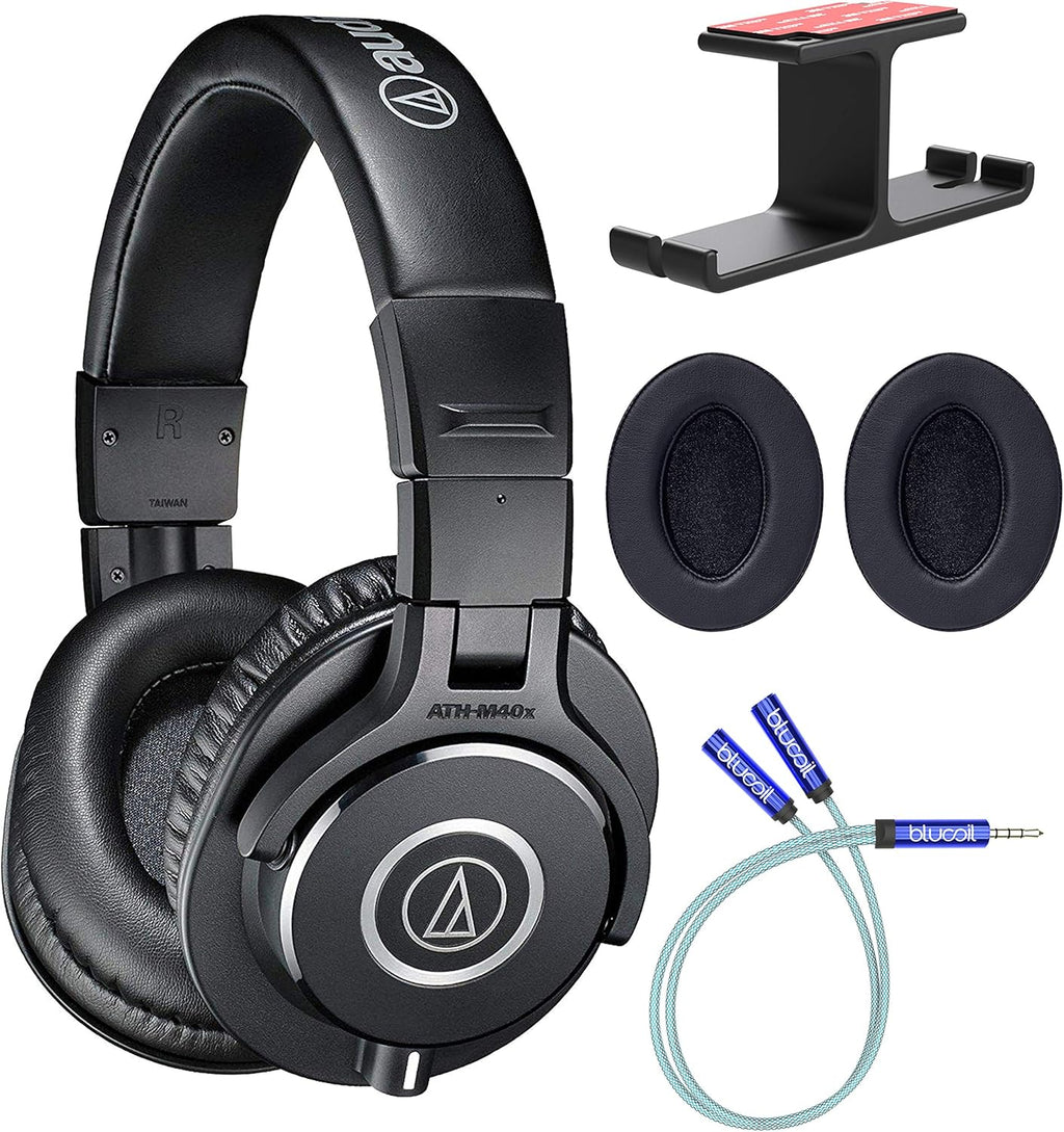 Studio Monitor Headphones with Headphone Hook, Y Splitter Cable, and 2-Pack of Replacement Earpads N17091