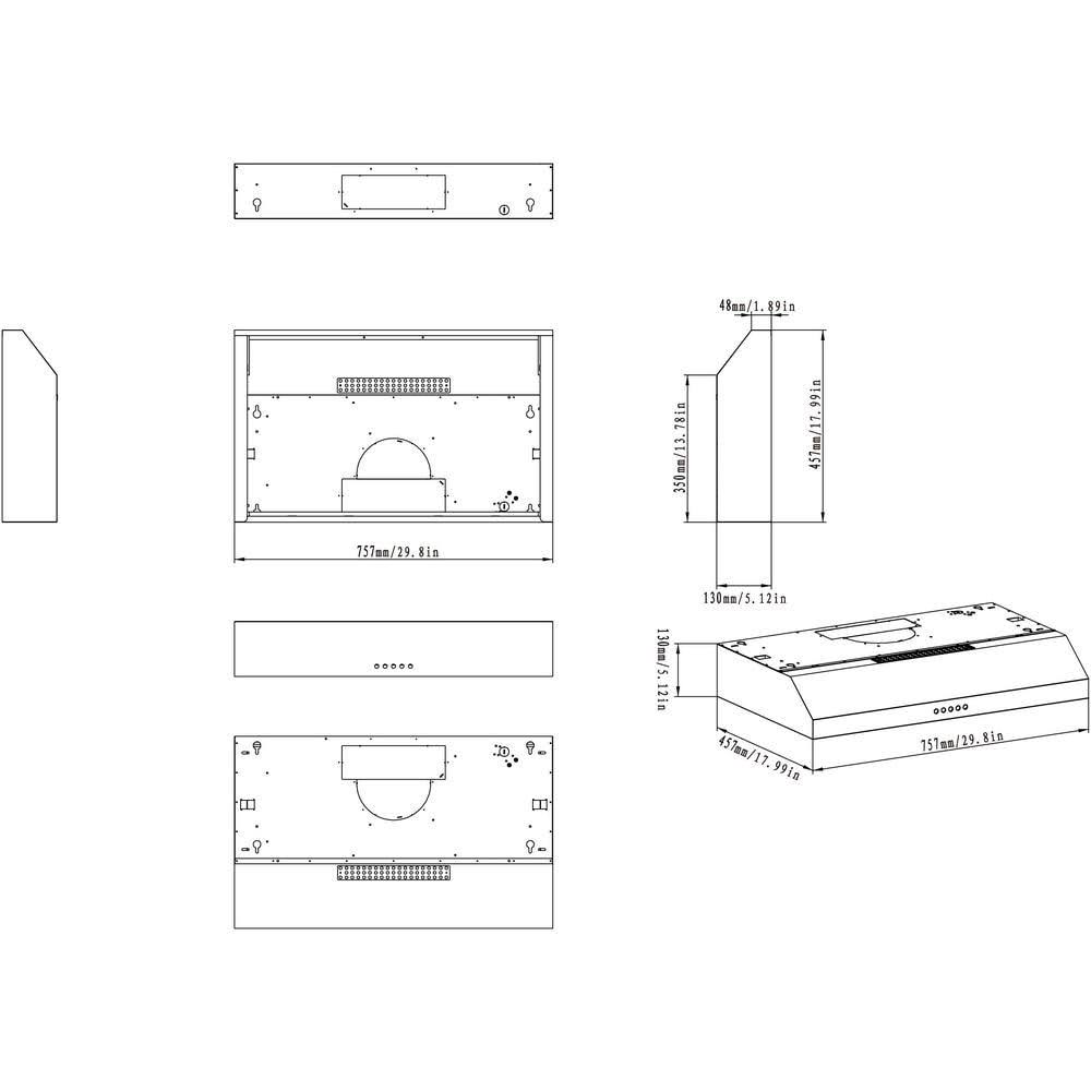 30x22 250 CFM Ducted Under Cabinet Range Hood L835790