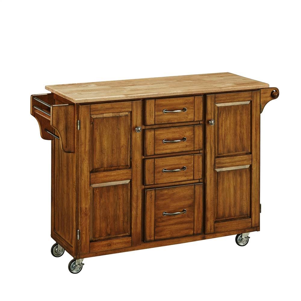 Warm Oak Cart with Wood Top S656