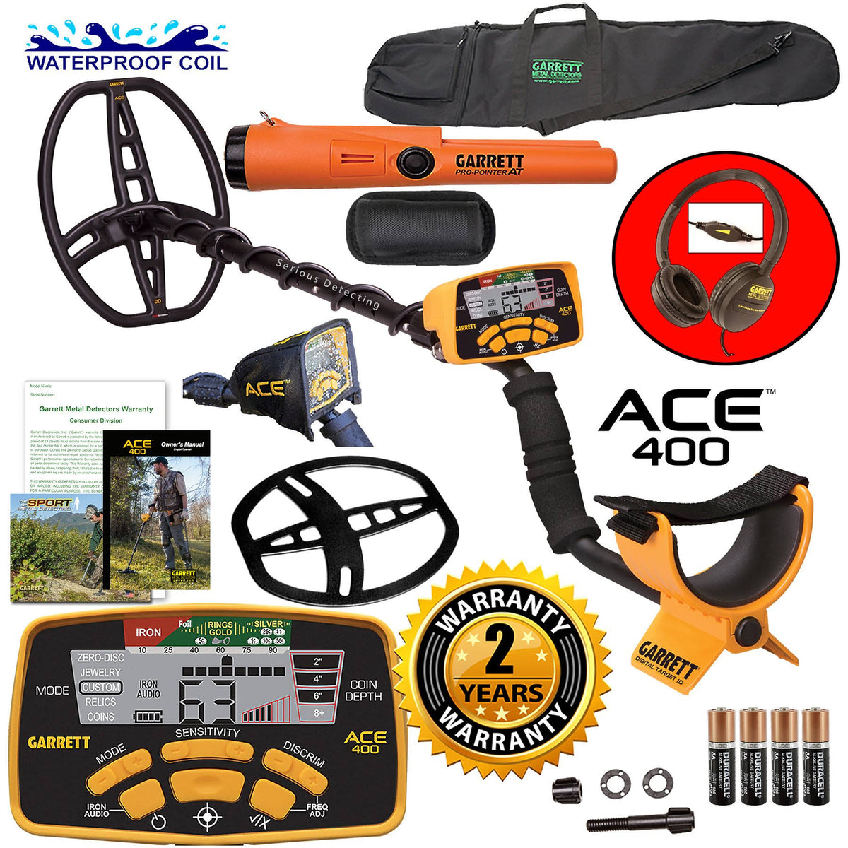 Metal Detector with Waterproof Coil and Carry Bag Z86051