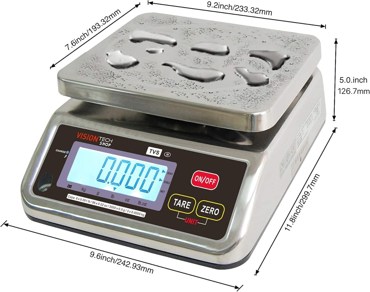 Stainless Steel Washdown Scale, 6lb Capacity J565