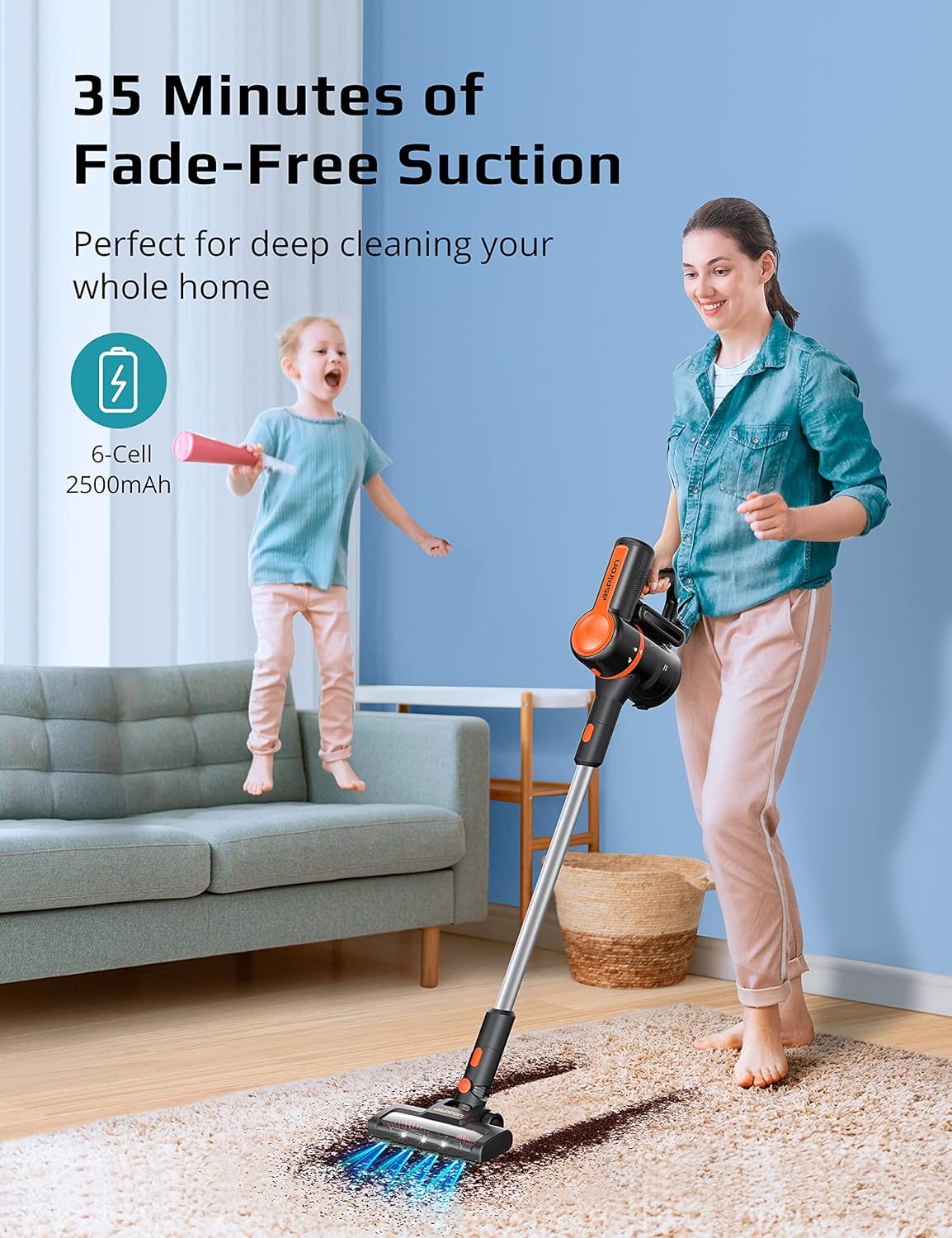 Cordless Vacuum Cleaner, 6 in 1 Stick and Handheld Vacuum with HEPA Filter J776869