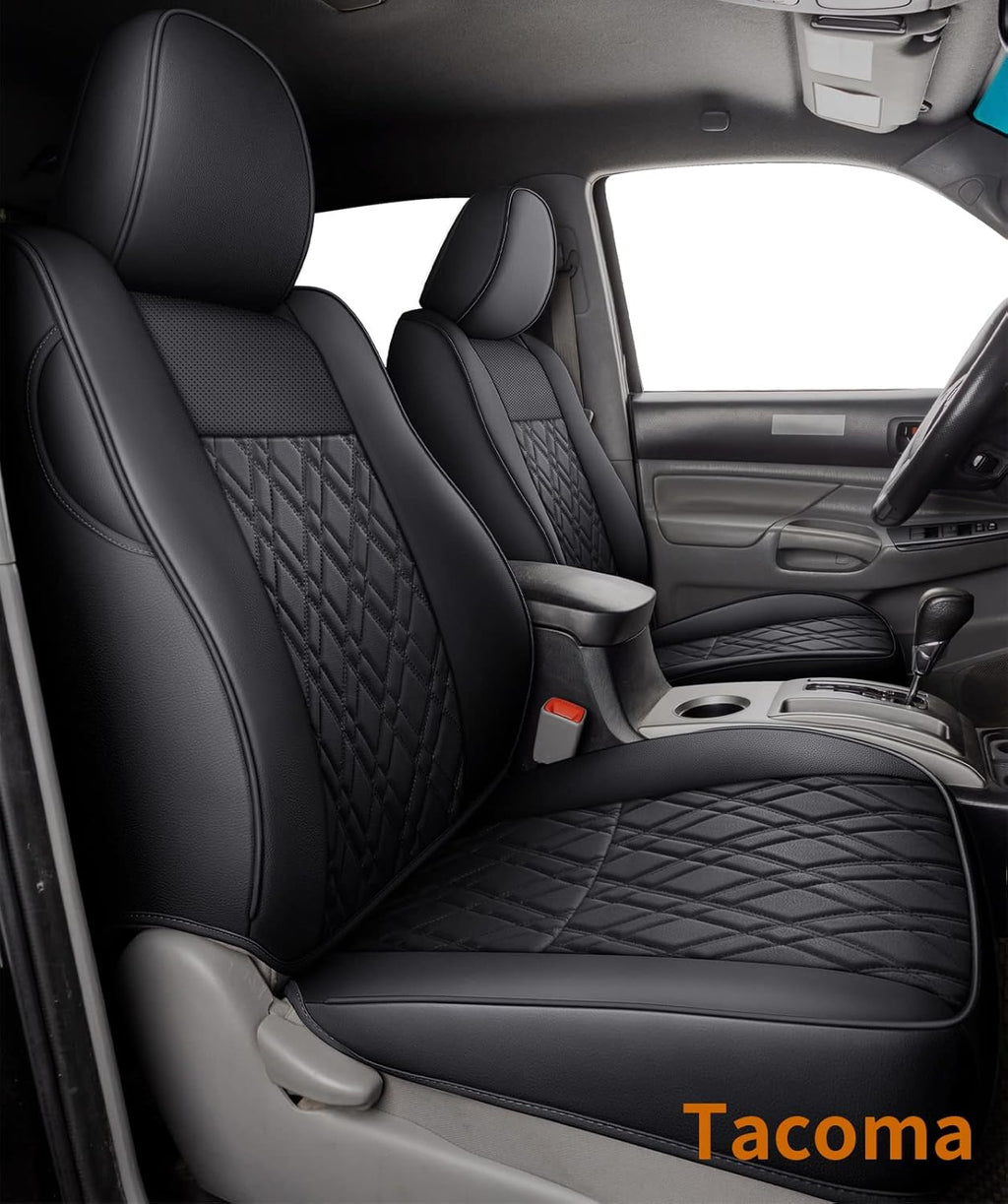 Tacoma Seat Covers Water Proof Faux Leather Front Set Black 2 pcs E2515
