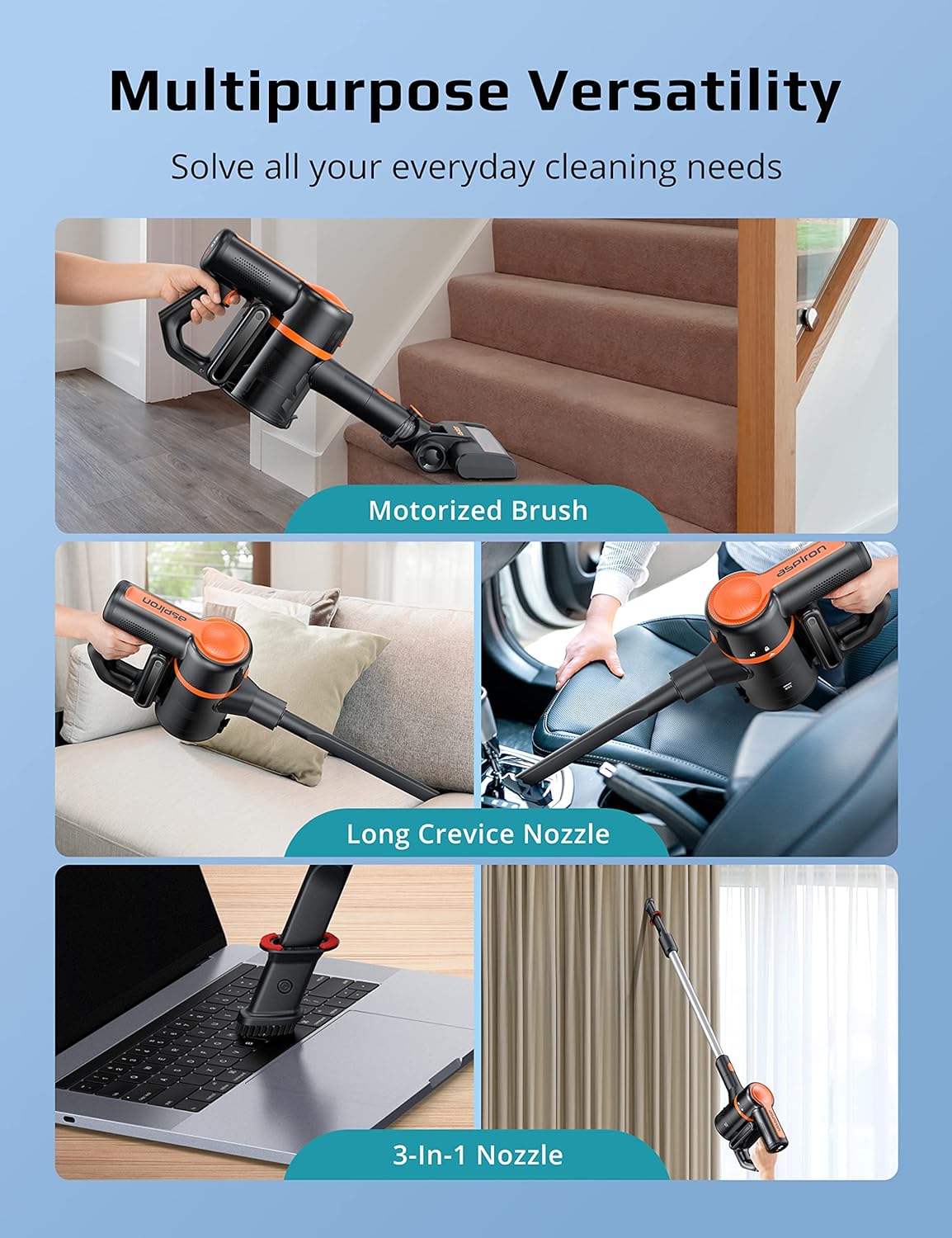 Cordless Vacuum Cleaner, 6 in 1 Stick and Handheld Vacuum with HEPA Filter J776869