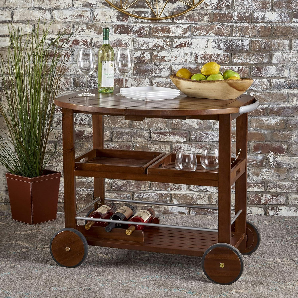 Acacia Wood Bar Cart Y616779