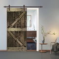 Stained Wood Sliding Barn Door with Hardware Kit C550736