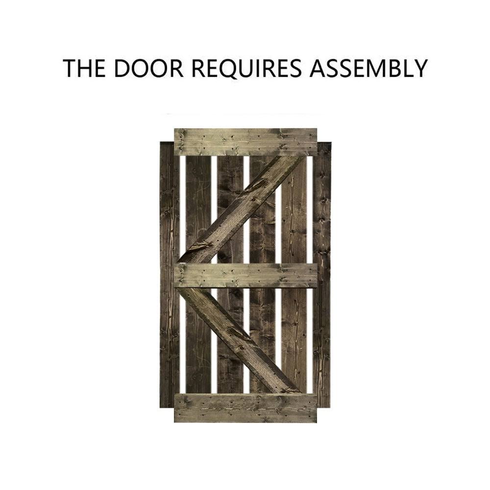 Stained Wood Sliding Barn Door with Hardware Kit C550736