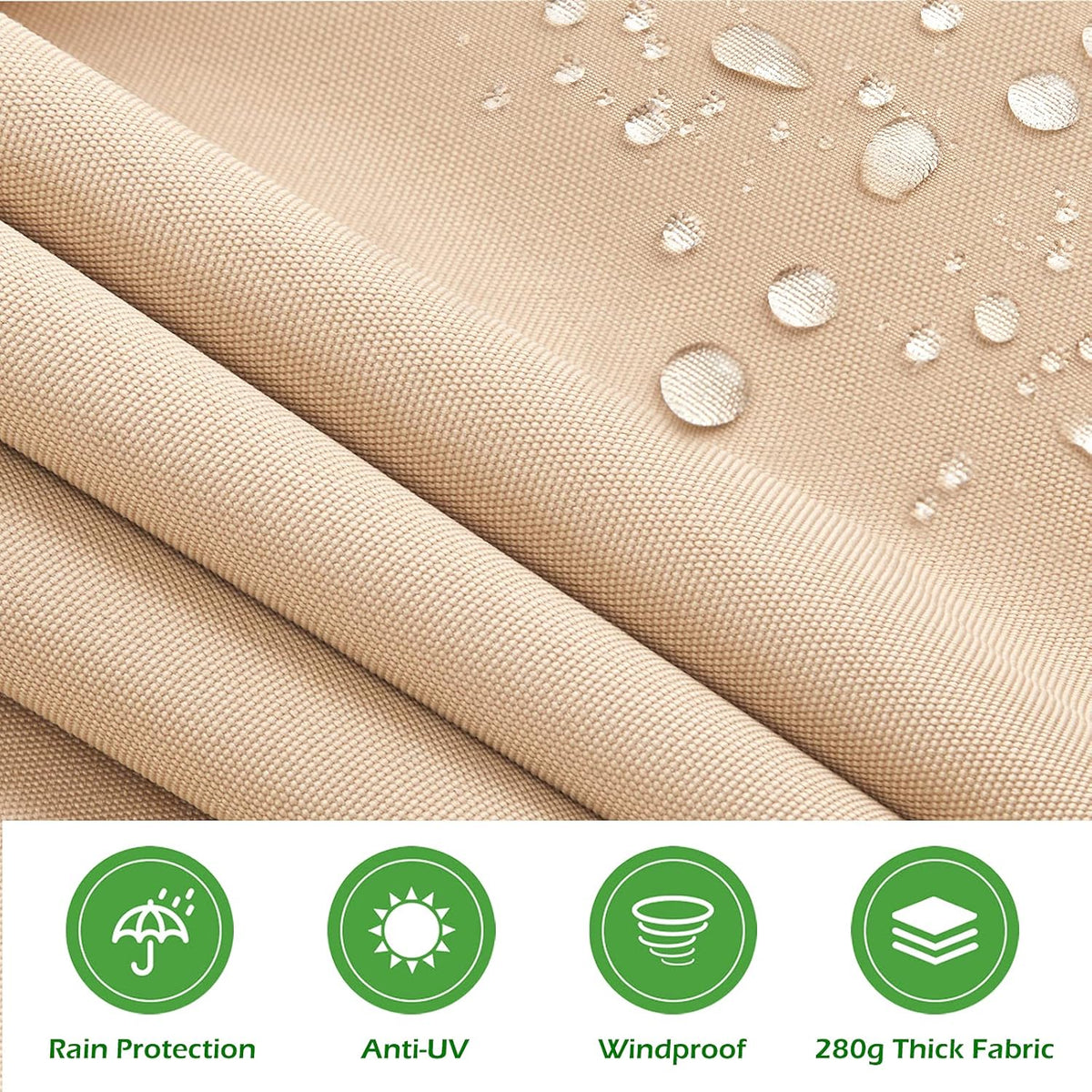 8.2'×6.5' Retractable Patio Awning with Manual Crank Handle, Beige H586