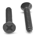 #8-18 x 2 Phillips Flat Head Sheet Metal Screw Black Zinc Plated Q91870