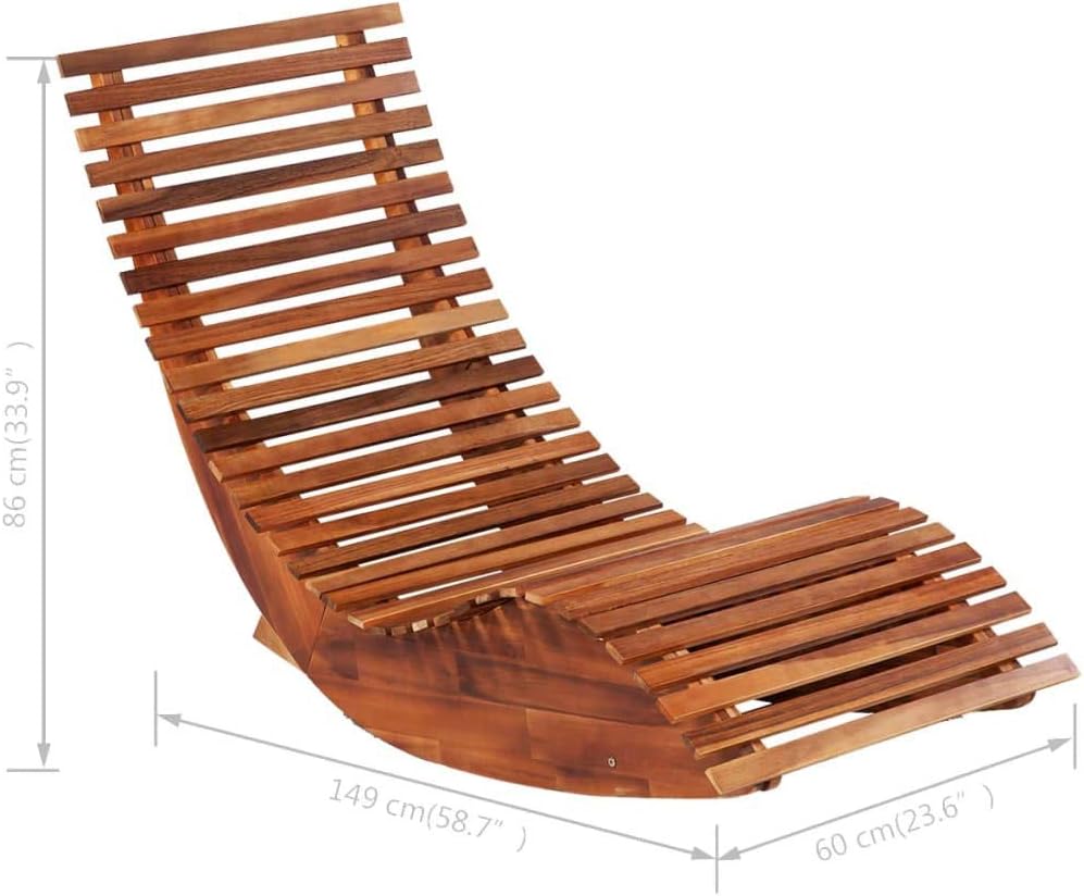 Solid Acacia Wood Rocking Sun Loungers Brown W314414