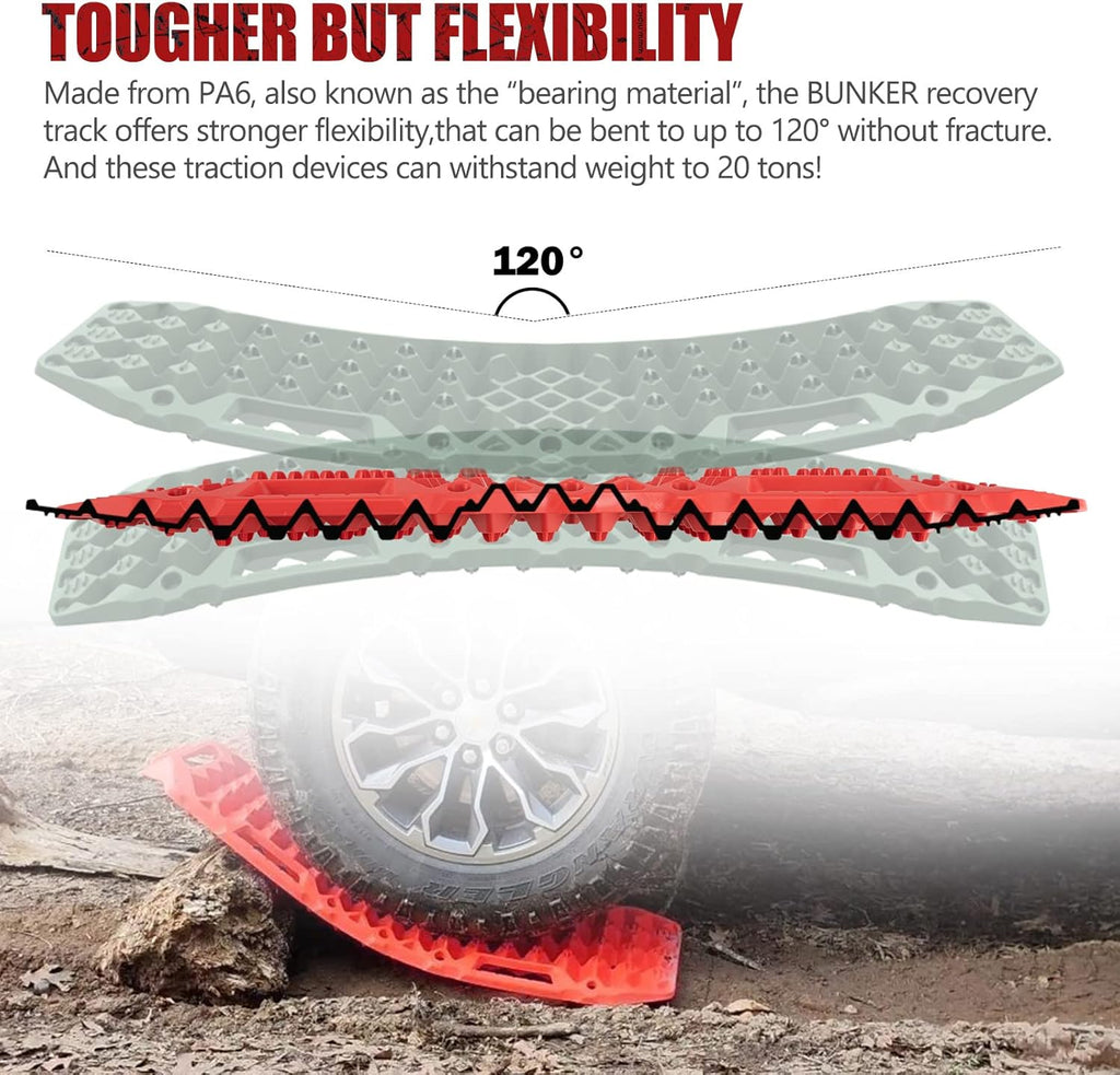 2 Pcs Red Off-Road Traction Boards with Carry Bag Q679113
