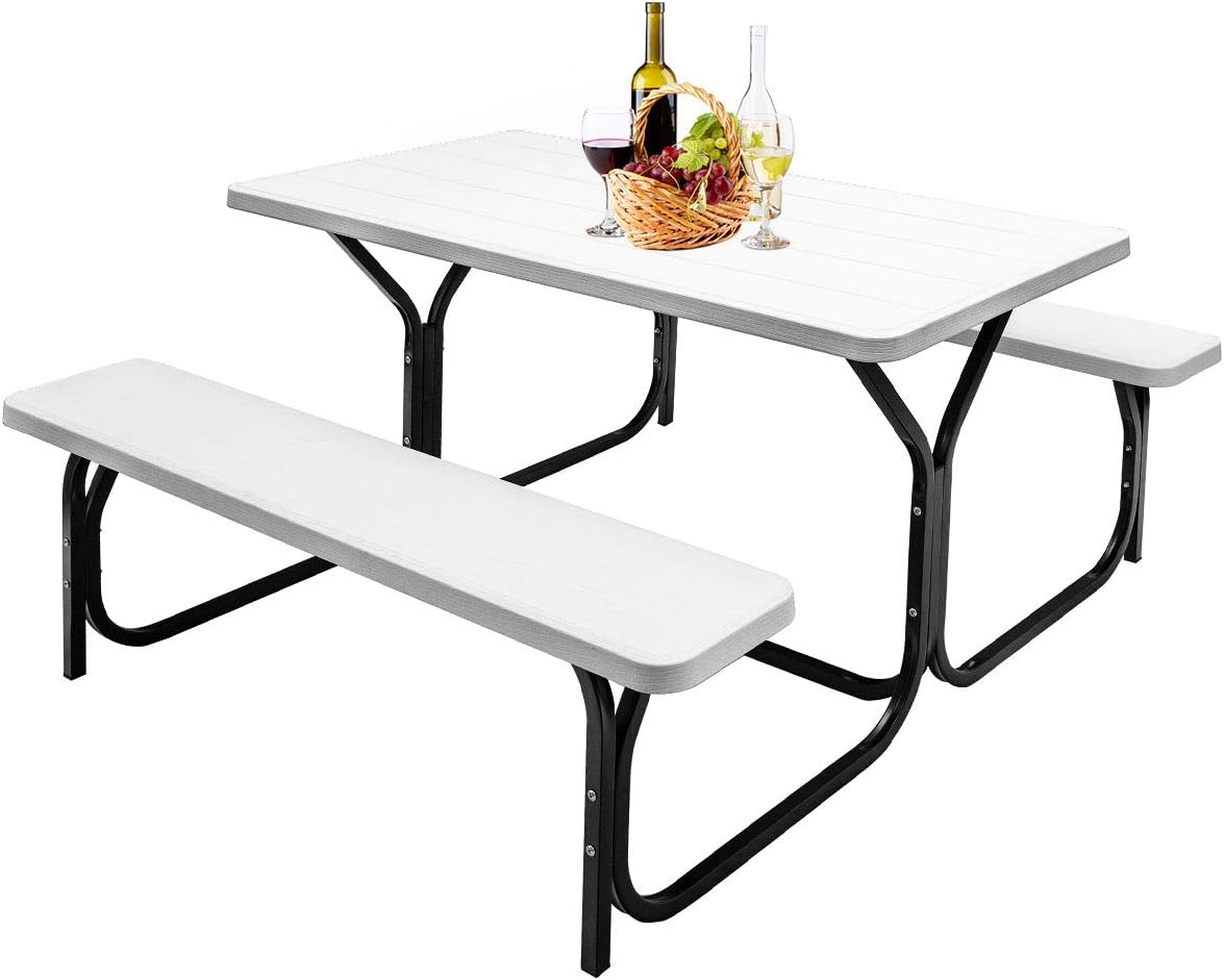 White Picnic Table Bench Set M3218
