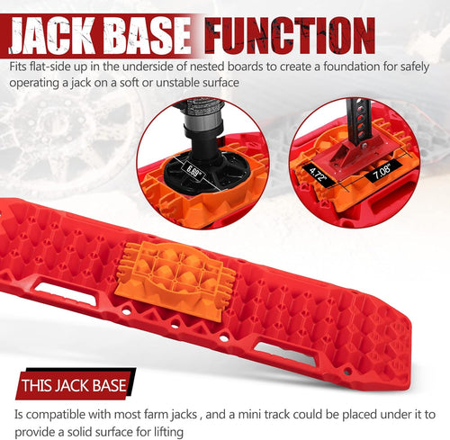 2 Pcs Red Off-Road Traction Boards with Carry Bag Q679113