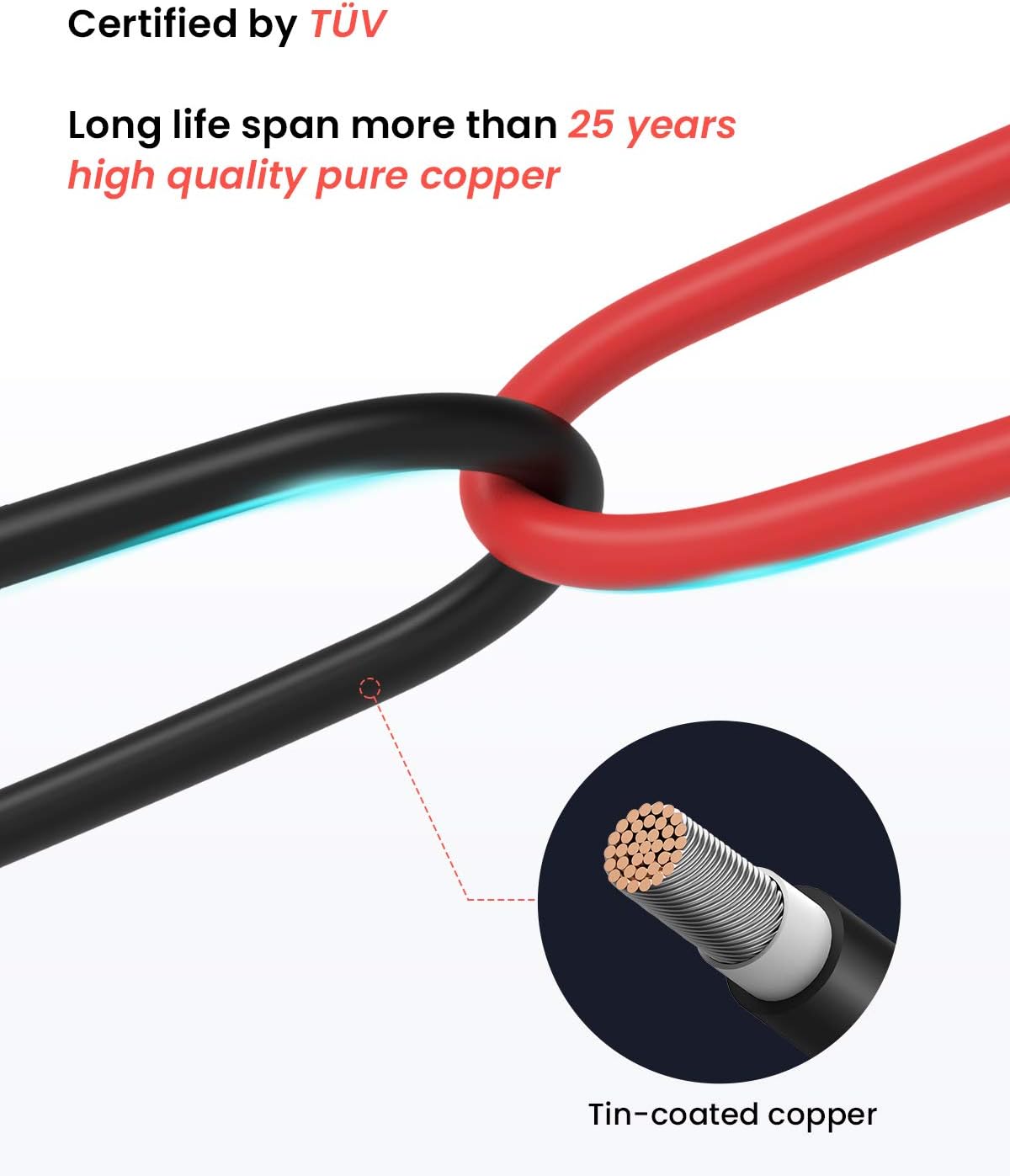 100Feet 10AWG Solar Extension Cable with Female and Male Connector T379