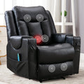 Black Faux Leather Manual Recliner Chair with Heat and Vibration P5599