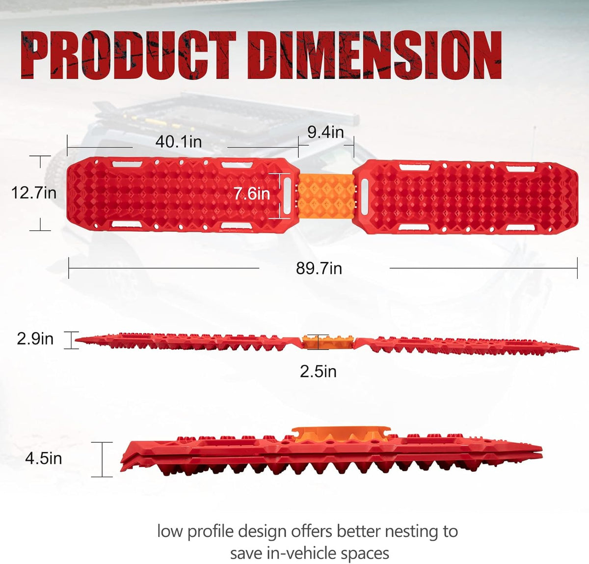 2 Pcs Red Off-Road Traction Boards with Carry Bag Q679113