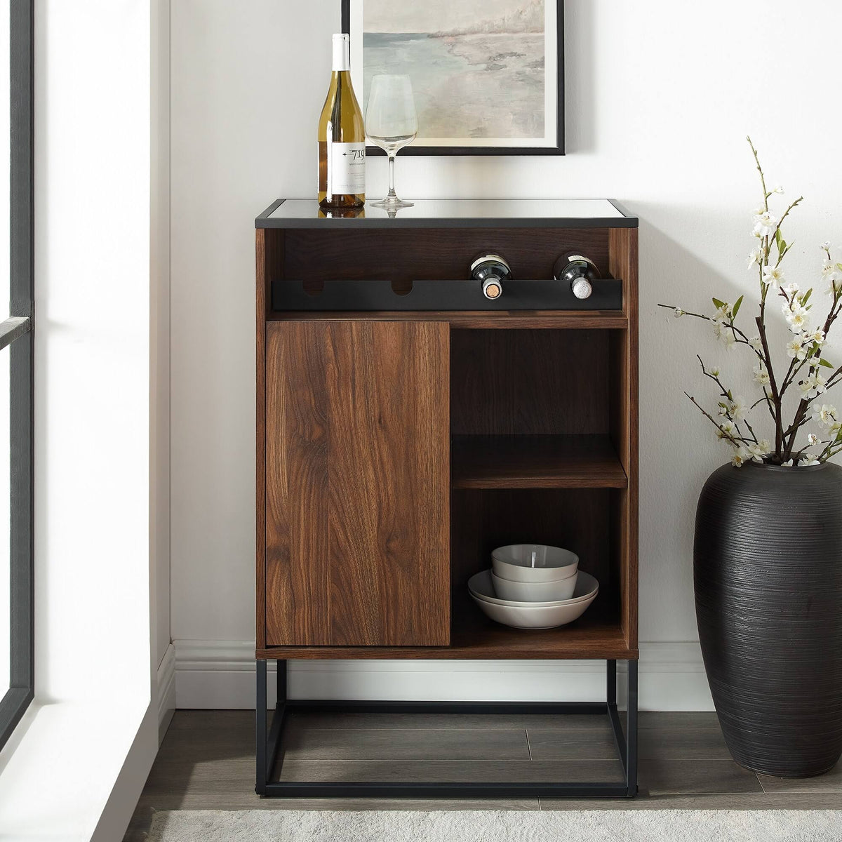 Glass Top 1-Door Bar Cabinet Q3791