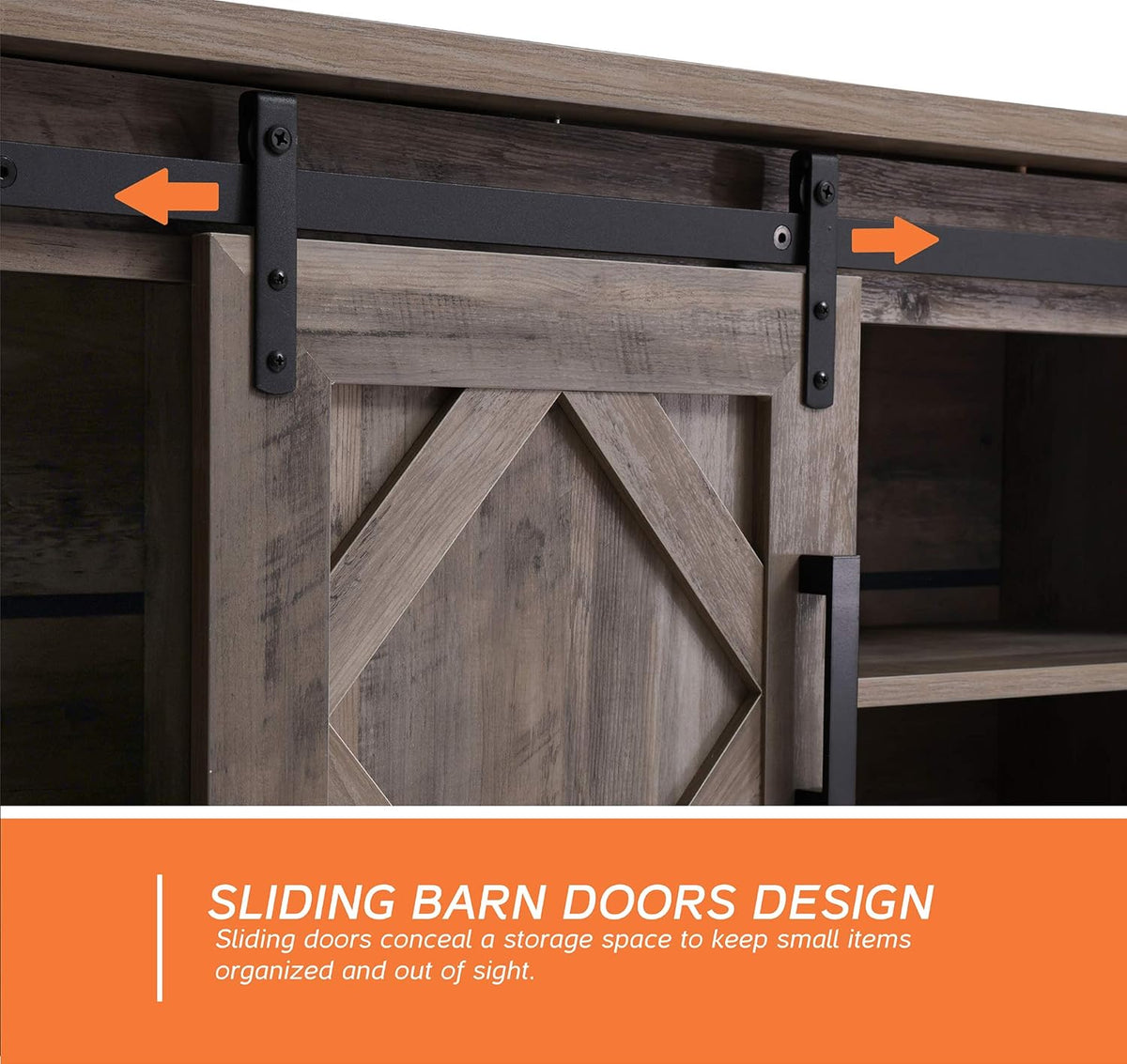Farmhouse Barn Door TV Stand up to 65 Inch with Storage Shelf and Cabinet H53074