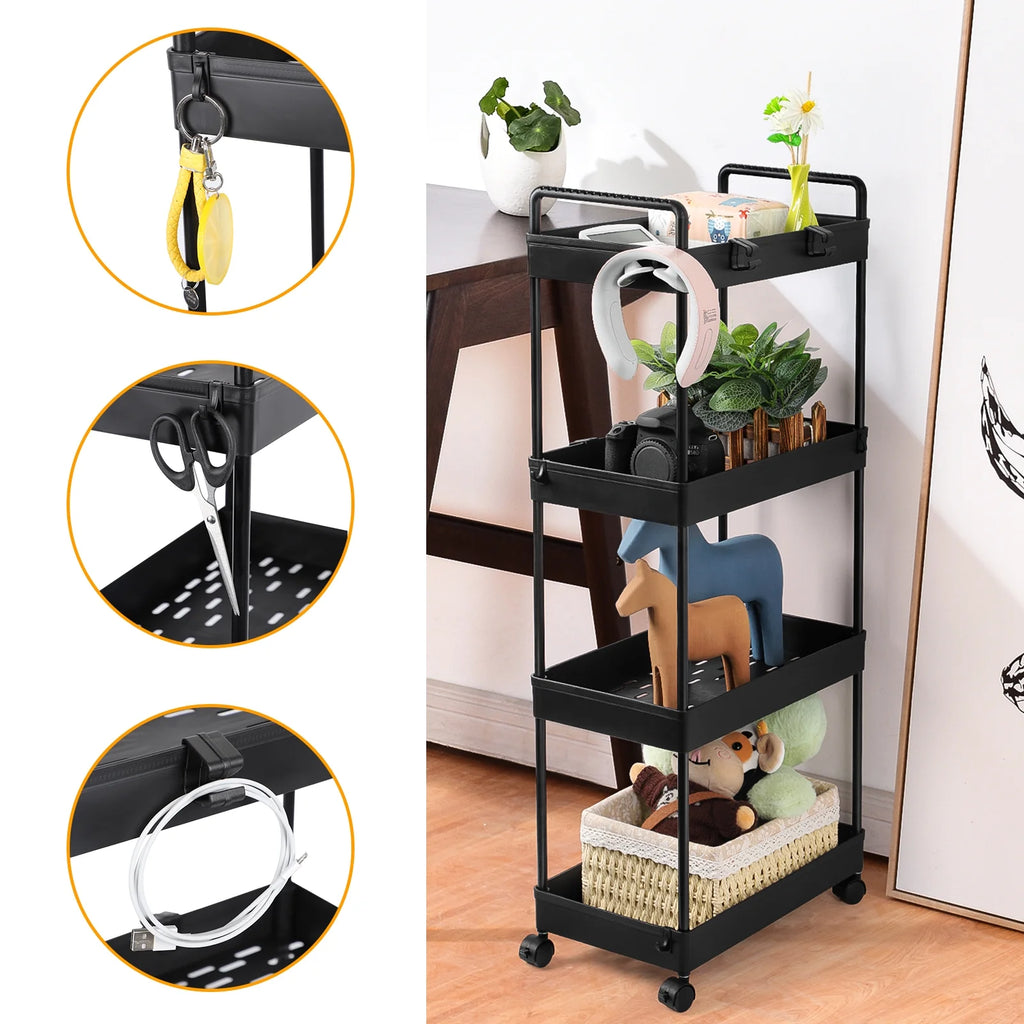 4 Tier Slim Storage Cart with Wheels, 2 Pack E36510