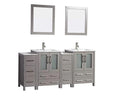 72 in. Grey Double Sink Ceramic Vanity Cabinet with Mirror L852